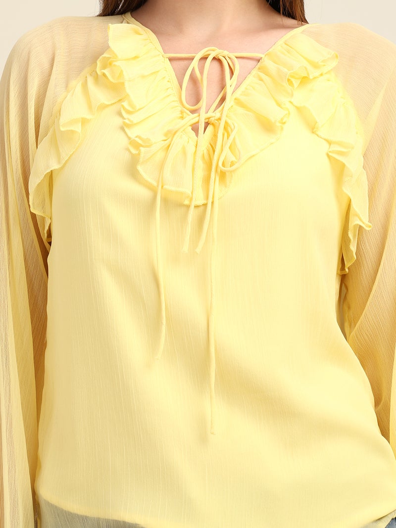 7OUNCE Chiffon Top for Women - Yellow - Image 2